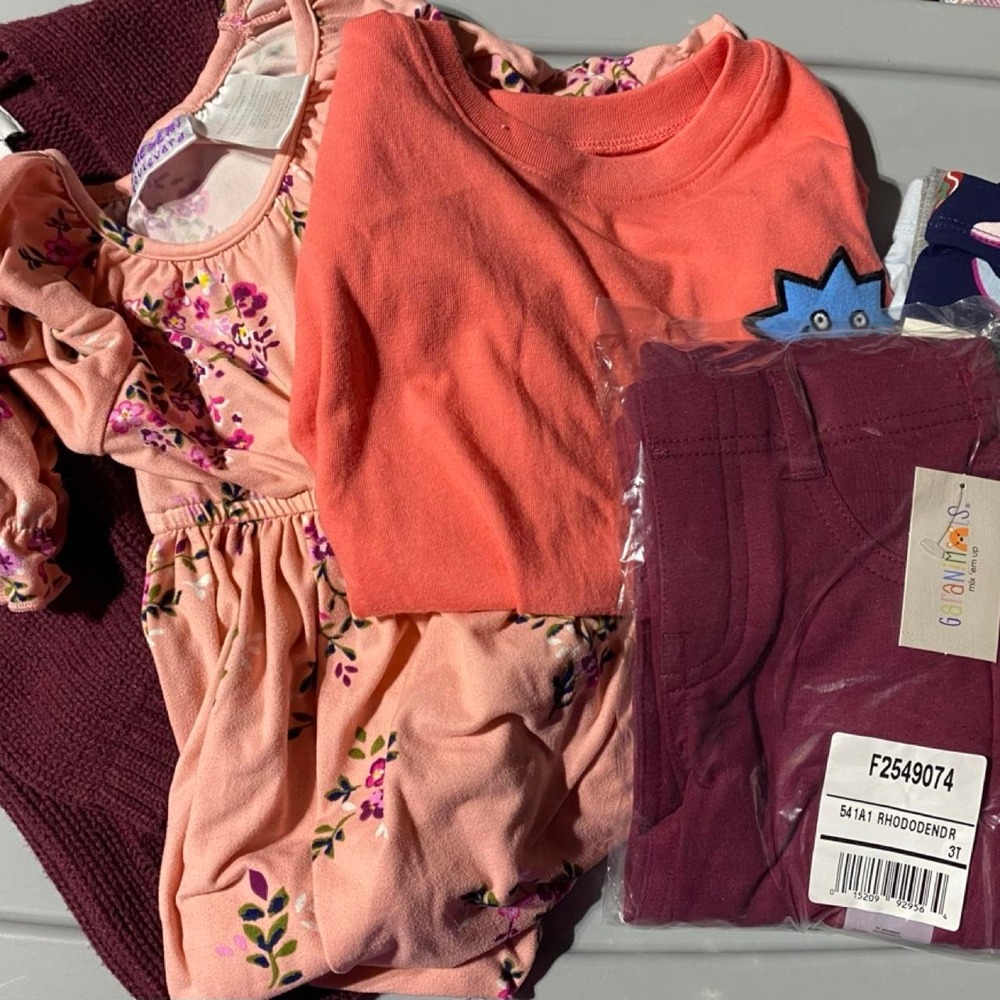 Girls 3T kids Bundle  Burgundy cardigan and pink floral dress bundle